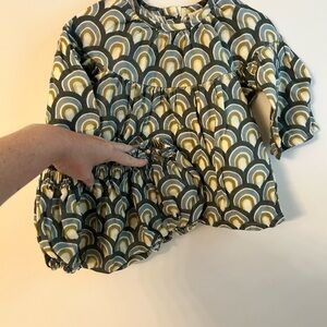 Kate Quinn Kids Blouse Set in Green and Cream